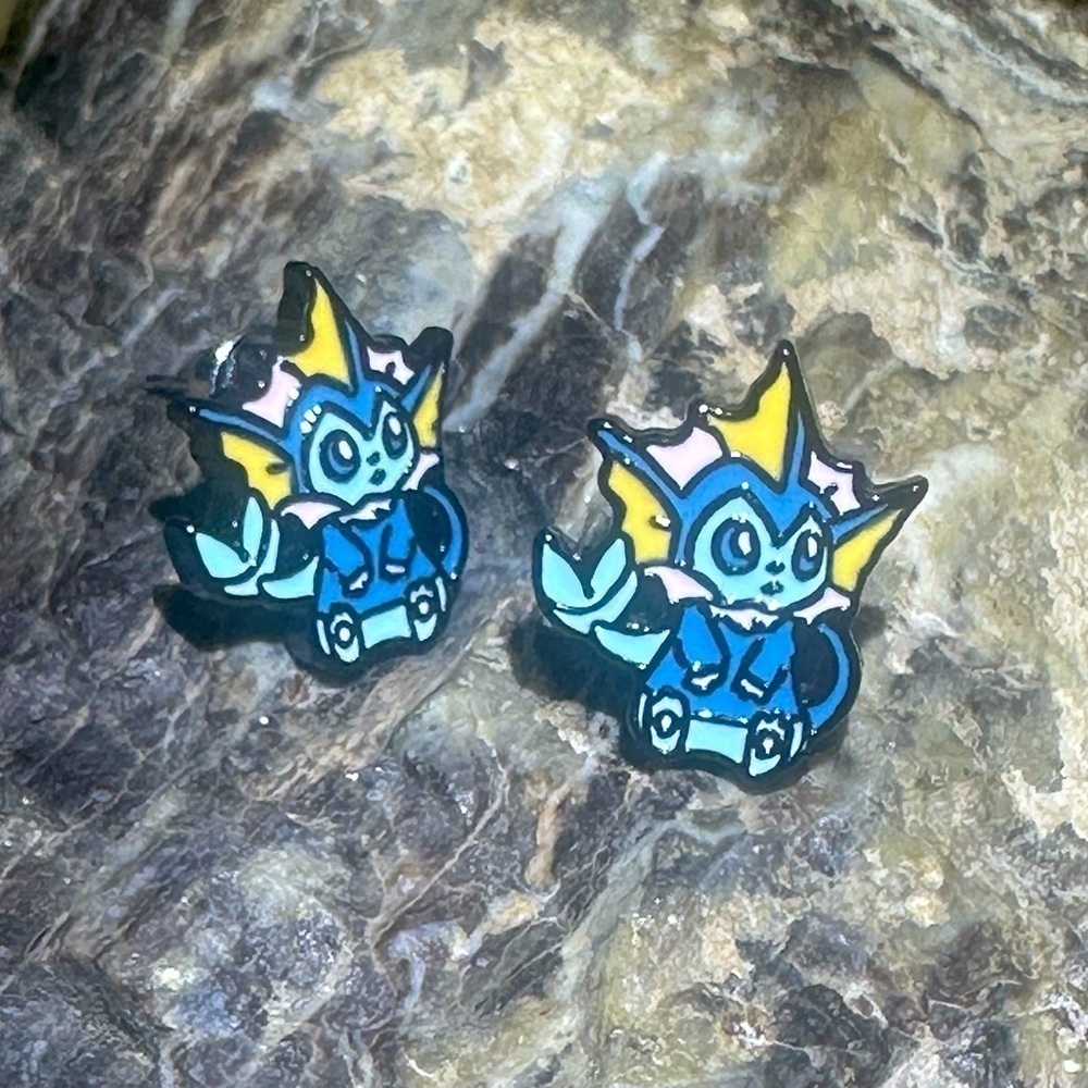 3 For $35 Pokemon Vaporeon Stainless Steel Enameled Stud Character Earrings